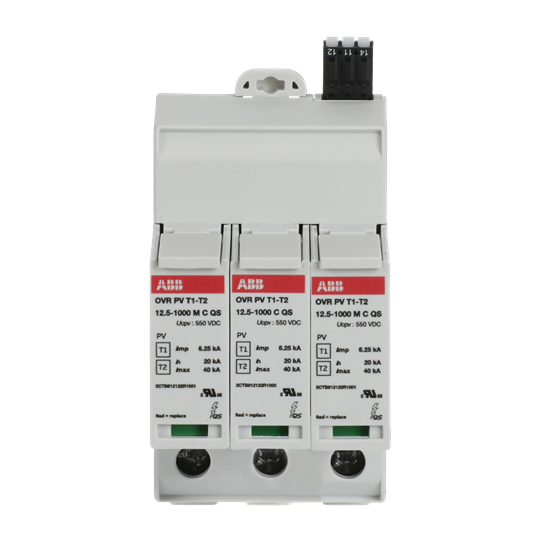 Parafoudre Type 1+2 testé, 12.5 kA pour des tensions à vide jusqu'à 1.000 V DC Télésignal