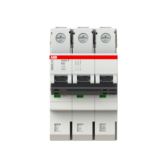 Disjoncteur K-Char., 6 A, 40 kA, 3P, enfichable