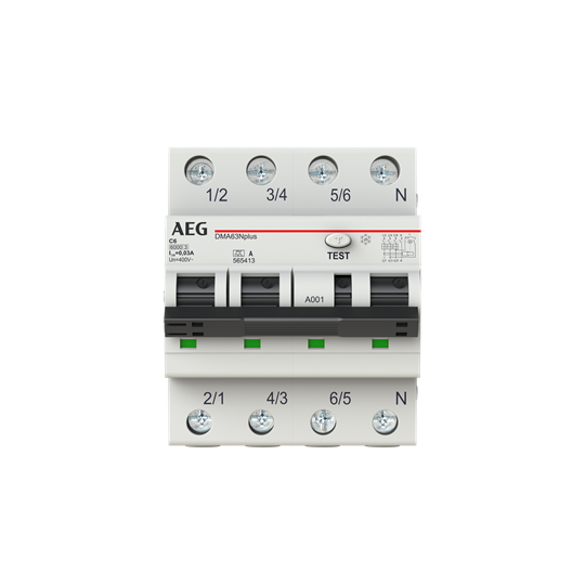 Disjoncteur différentiel/Disjoncteur de protection 3P+N, Type A, C 6, 30 mA 6 kA IEC/EN 61009