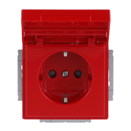 SCHUKO® Steckdosen-Einsatz Safety+ mit Klappdeckel mit Beschriftungsfeld rot -