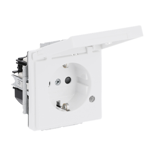 SCHUKO® Steckdosen-Einsatz Safety+ mit LED Kontrolllicht /grün mit Klappdeckel