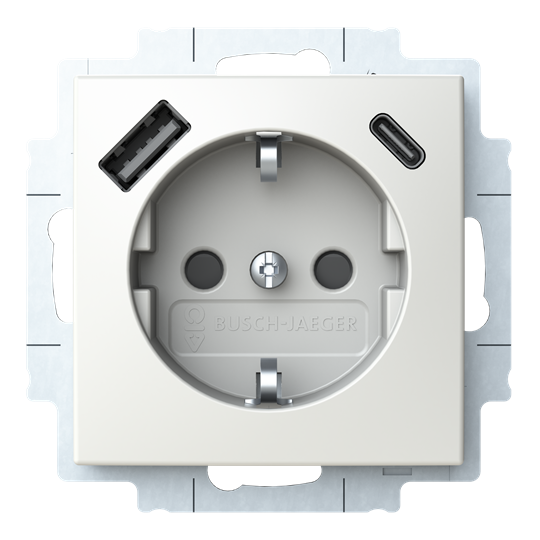 SCHUKO® USB-Steckdosen-Einsatz Safety+ mit USB A/C alpinweiß - Busch-balance® SI