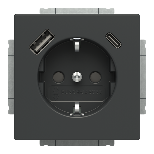 SCHUKO® USB-Steckdosen-Einsatz Safety+ mit USB A/C anthrazit - Plattform 63