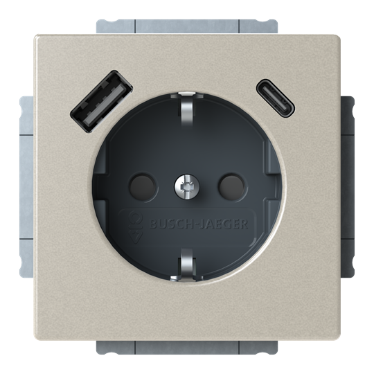 Prise SCHUKO® USB Safety+ avec USB-A/C en acier inoxydable - acier inoxydable pur