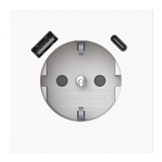 SCHUKO® USB-Steckdosen-Einsatz Safety+ mit USB A/C studioweiß matt - Busch-art