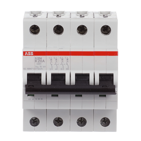 Disjoncteur K-Char., 6 kA, 20 A, 4P