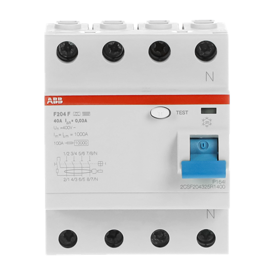 Disjoncteur différentiel 4P, Type F, 40A, 30mA