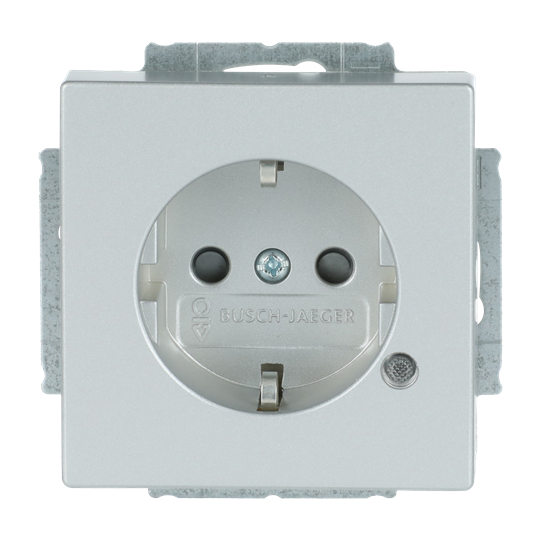 SCHUKO® Steckdosen-Einsatz Safety+ mit LED Kontrolllicht /grün alusilber -