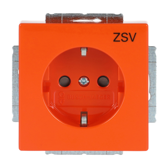 SCHUKO® Steckdosen-Einsatz mit Aufdruck ZSV Safety+ orange - Plattform 63