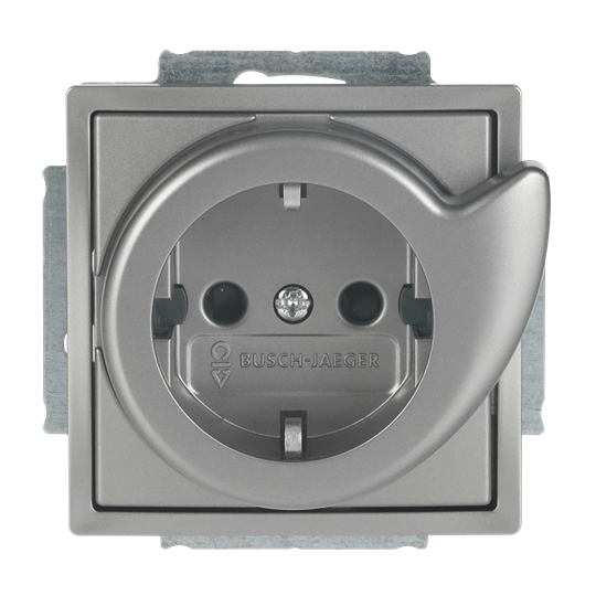 Busch-Servicesteckdose® SCHUKO® Steckdosen-Einsatz Safety+ edelstahl - pur