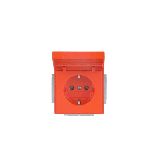 SCHUKO® Steckdosen-Einsatz Safety+ mit Klappdeckel mit Beschriftungsfeld orange