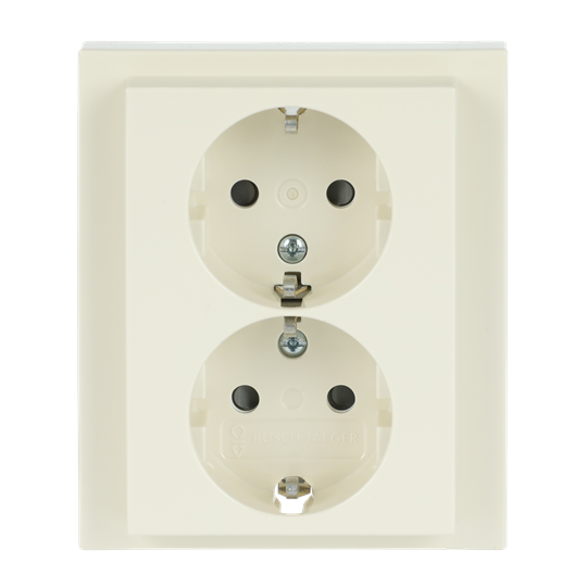 Prise double SCHUKO® avec couvercle complet Safety+ blanc ivoire - future® linear