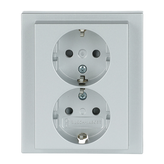 SCHUKO® Doppelsteckdose Komplettabdeckung Safety+ alusilber - future® linear