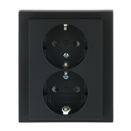 Prise SCHUKO® double avec couverture complète Safety+ noir mat - Plateforme 63 2TKA00003925