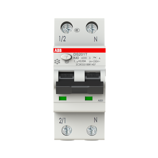 Disjoncteur FI/LS 6kA, 1P+N, Type A, Rail, K40, 30mA