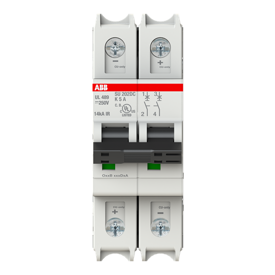 Disjoncteur K-Char., 14kA, 5A, 2P, UL489 pour courant continu jusqu'à 250 V DC