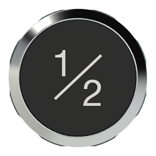 Bouton lumineux, noir, plat à pression, cadre frontal