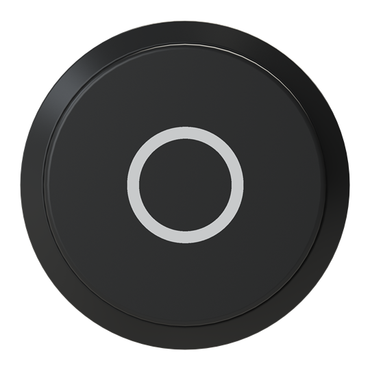 Bouton-poussoir noir "0", haut, enclenchement, Anneau frontal : plastique noir