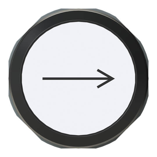 Bouton-poussoir blanc "Flèche", plat, à pression, Cerclage frontal: plastique noir 1SFA611199R1202