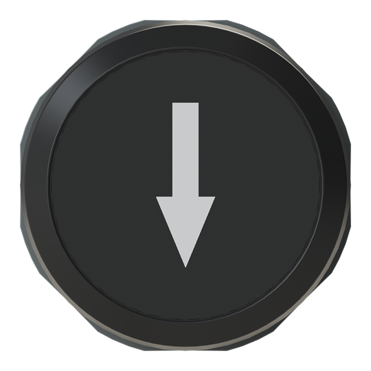 Bouton-poussoir noir "Flèche", plat, tactile, Anneau avant : Plastique noir