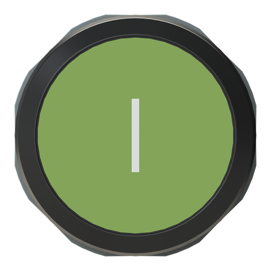Bouton-poussoir étiqueté, vert, plat, à pression, façade noire