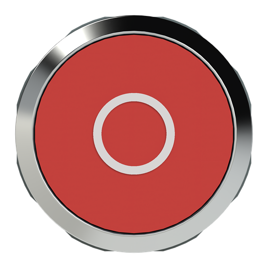 Bouton-poussoir lumineux, rouge, plat, à pression, avec cerclage