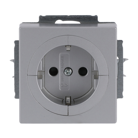 Busch-Objektsteckdose® SCHUKO® Steckdosen-Einsatz Safety+ alusilber -