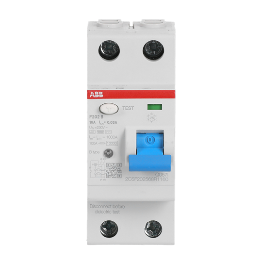Disjoncteur différentiel type B 2P, 16A, 30mA, 3kA, 2TE, allstromsensitiv, temporisation courte