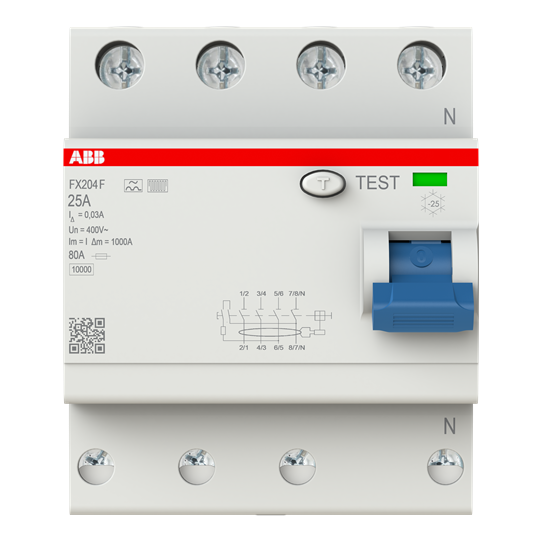 Disjoncteur différentiel Type F 4P 30mA 25 A sensible aux fréquences mixtes