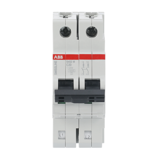 Disjoncteur C-Char., 20 A, 10 kA, 2P, enfichable