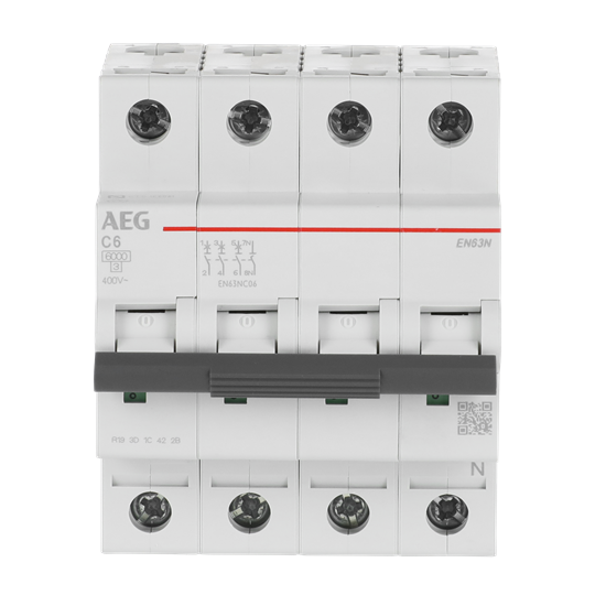 Disjoncteur AEG ElfaPlus 6 kA, caractéristique C, 6 A, 3+N