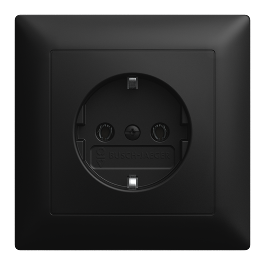 SCHUKO® Steckdose schwarz matt - Busch-balance® SI Vollplatte