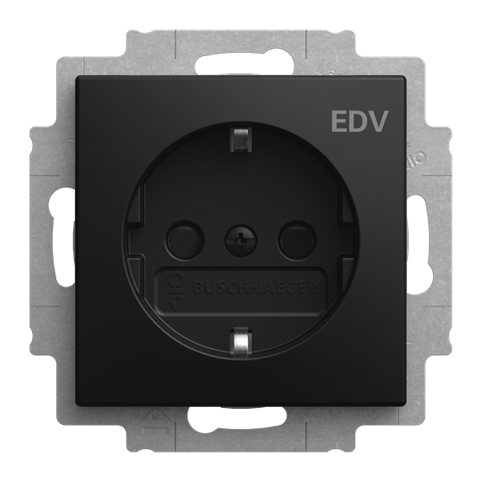 SCHUKO® Steckdosen-Einsatz mit Aufdruck EDV Safety+ schwarz matt -
