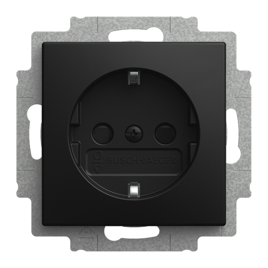 SCHUKO® Steckdosen-Einsatz Safety+ mit Schraubklemmen schwarz matt -