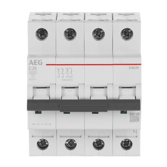 Disjoncteur AEG ElfaPlus 6 kA, caractéristique C, 25 A, 3+N