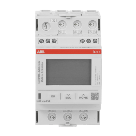 Drehstromzähler 65 A, Modbus RTU, MID, 1 digitaler Eingang und Ausgang