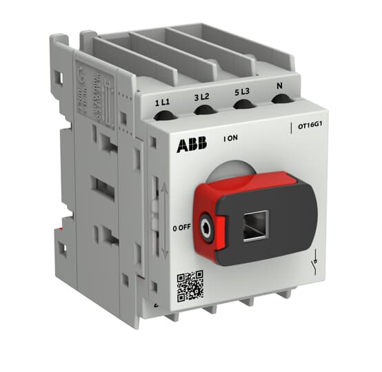 Interrupteur de déconnexion de charge OT Plus 16 A, taille de construction G1, 4 pôles, avec poignée,