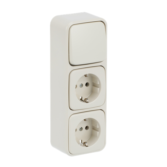 Kombination 2 SCHUKO® Steckdosen, mit Wippschalter Aus- und Wechselschaltung