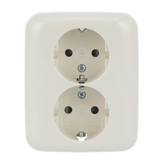 Prise double SCHUKO® avec couvercle complet Safety+ blanc - Busch-Duro 2000® SI
