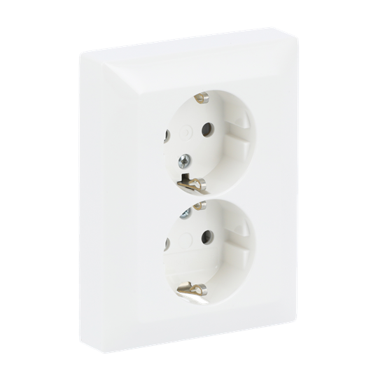 SCHUKO® Doppelsteckdose Komplettabdeckung Safety+ ohne Spreize alpinweiß -