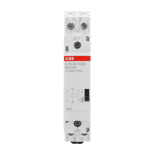 Relais d'impulsions 230 V CA/110 V CC, 32 A, 1 contact normalement ouvert + 1 contact normalement fermé