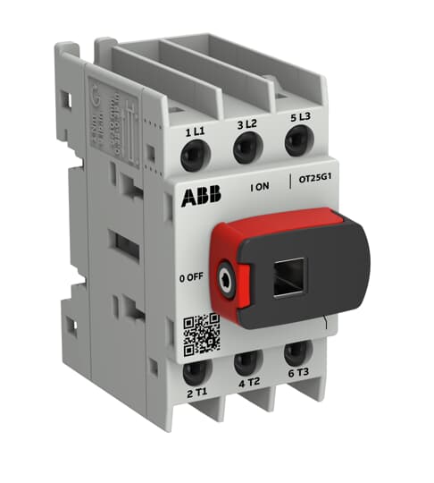 Interrupteur de séparation de charge OT Plus 25 A, taille de construction G1, 3 pôles, avec poignée