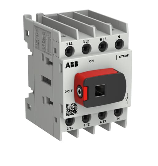 Interrupteur de déconnexion OT Plus 16 A, taille de construction G1, 4 pôles, avec poignée