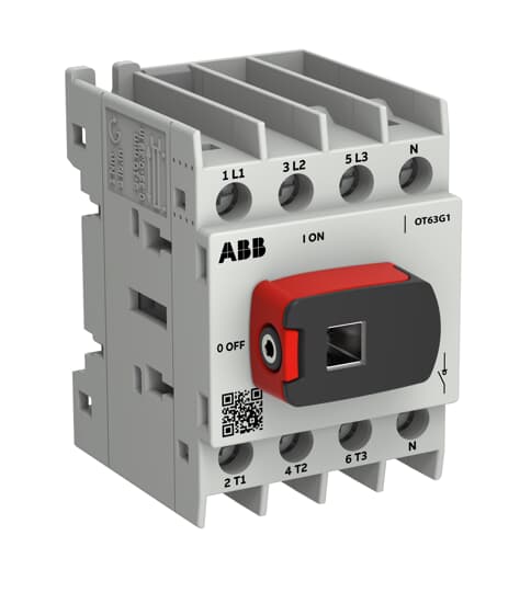 Sectionneur de charge OT Plus 63 A, taille de construction G1, 4 pôles, avec poignée