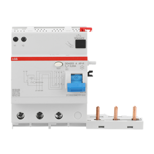 Bloc FI pour S203/S303 3P, Type A, 63A, 30mA, temporisé court