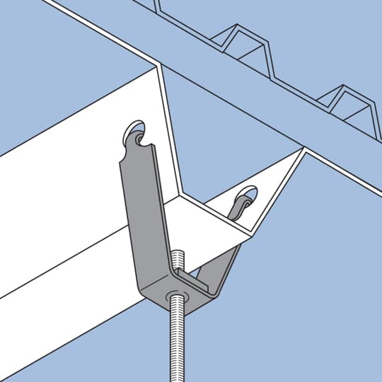 Trapezdeckenhalterung von aussen mit Loch 10,5mm