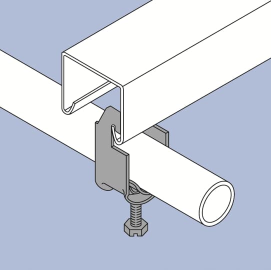 C-Profilhalter für Rohr, Profil ab 18mm, zweiseitig, schraub., f 18-22mm Rohr