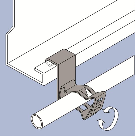 Pince de support, pour bord vertical jusqu'à 0,5-5mm + pince à tuyau 26-32mm, fermable