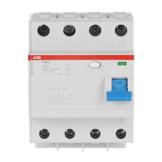Disjoncteur différentiel 63 A, 0.03 mA, 400V AC, 50HZ-Char., 4P, enfichable