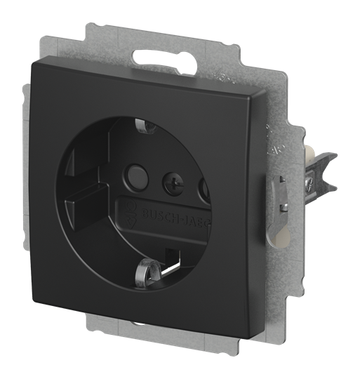 SCHUKO® Steckdosen-Einsatz Safety+ schwarz matt - Busch-balance® SI